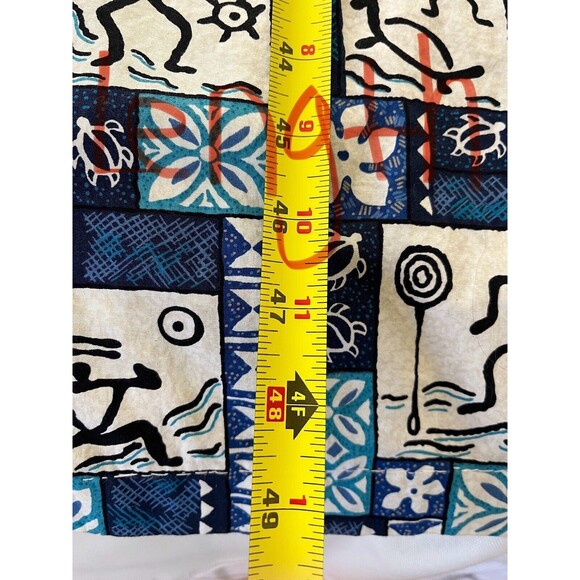 Vintage 1990s Hilo Hattie Blue Hawaiian Floral Printed Cotton Midi Dress - M - Picture 6 of 7